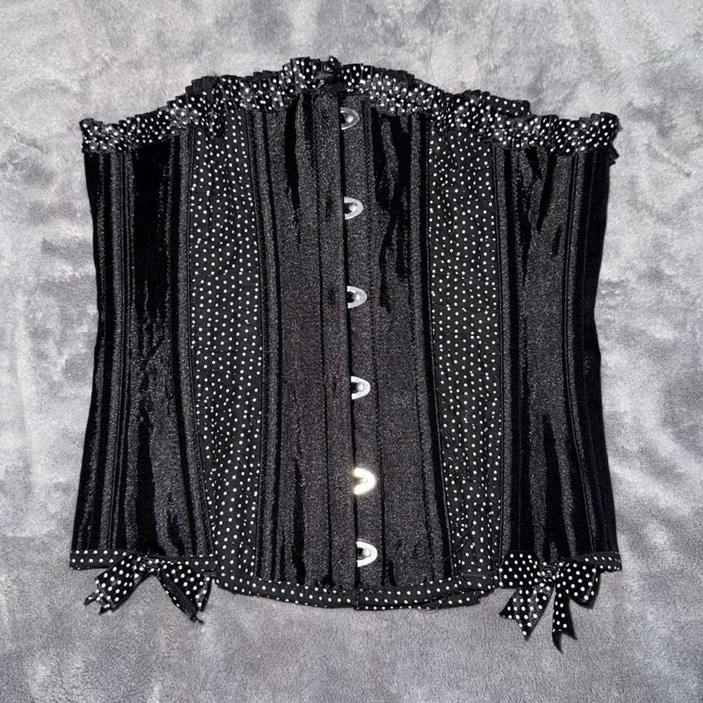 Adorable Black & White Polka Dot Underbust Corset